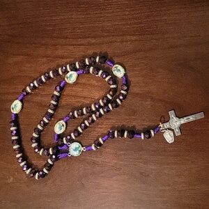 Purple Paracord St JUDES Rosary With Gold Color And Purple Beads